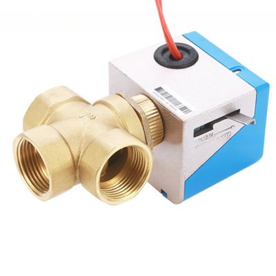 Divertidor de agua eléctrico de control de 3 vías válvula de zona motorizada para unidad de bobina de ventilador de latón DN20