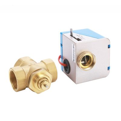 Divertidor de agua eléctrico de control de 3 vías válvula de zona motorizada para unidad de bobina de ventilador de latón DN20