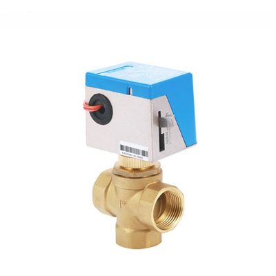 Divertidor de agua eléctrico de control de 3 vías válvula de zona motorizada para unidad de bobina de ventilador de latón DN20