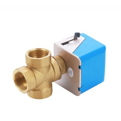 Divertidor de agua eléctrico de control de 3 vías válvula de zona motorizada para unidad de bobina de ventilador de latón DN20
